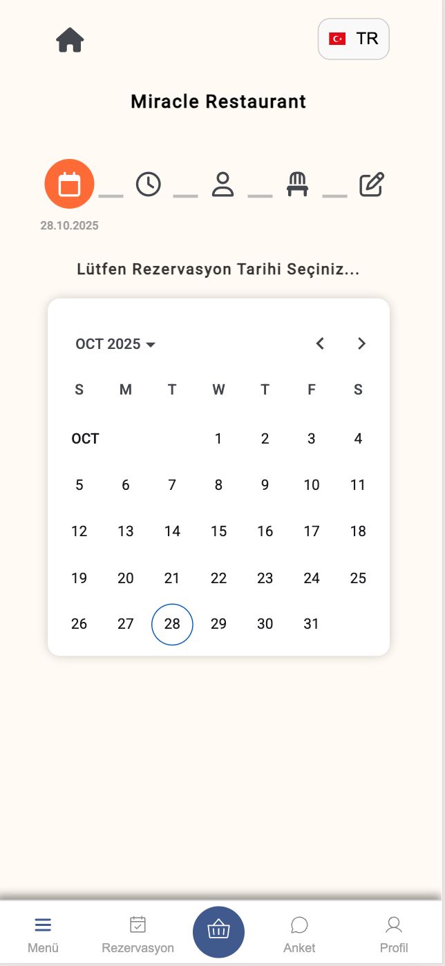 Menü Üzerinden Rezervasyon Alma